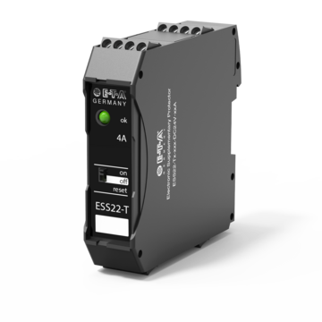 Typ ESS22-T von E-T-A: Das Gerät ESS22-T erweitert die Produktgruppe »Elektronische Schutzschalter« für DC 24 V Anwendungen.